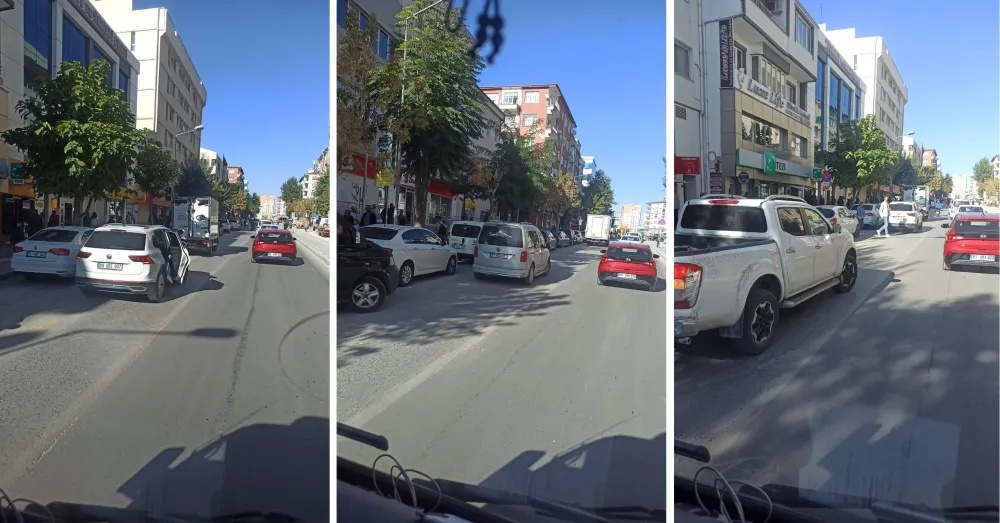 BANKALAR CADDESİ’NDE ÜÇ ŞERİTLİ YOL KURALSIZ PARKLARLA TEK ŞERİDE DÜŞÜYOR