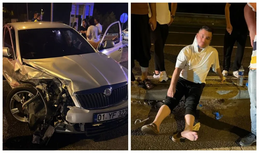 KIRMIZI IŞIKTA GEÇEN OTOMOBİL, ARACA ÇARPTI: 5 YARALI